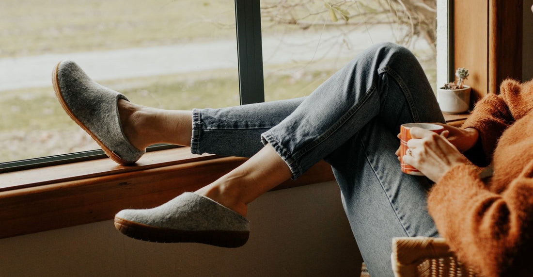 Danish hygge slippers wool natural NZ wool warm comfy cozy