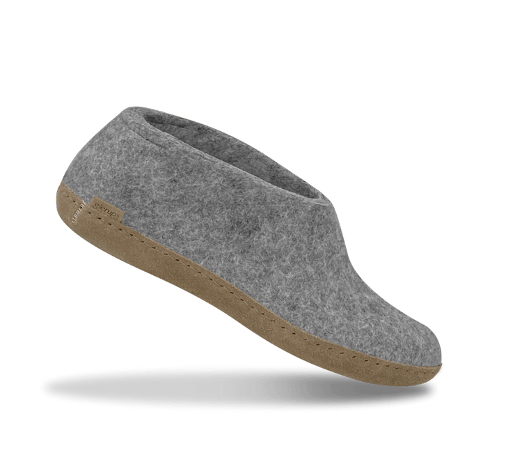 The leather shoe grey