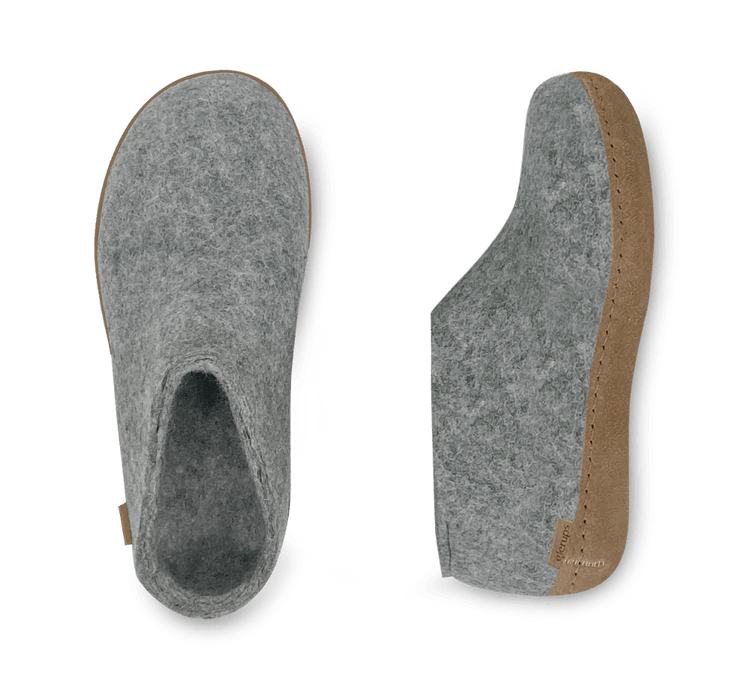 The leather shoe grey