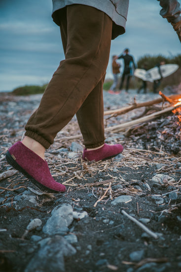 glerups shoe black rubber natural felted wool outdoor adventure