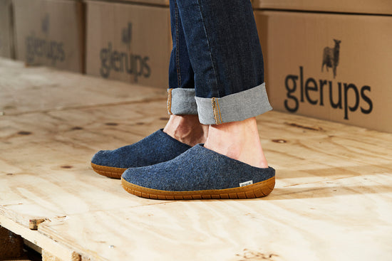 glerups slip-on honey rubber natural felted wool indoor