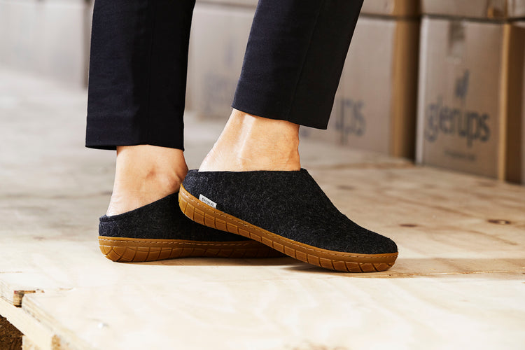 glerups slip-on honey rubber natural felted wool indoor