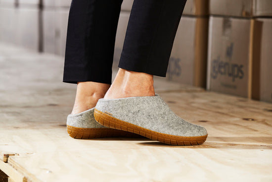 glerups slip-on honey rubber natural felted wool indoor