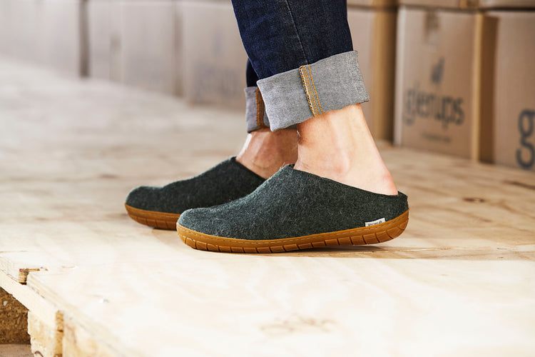 glerups slip-on honey rubber natural felted wool indoor