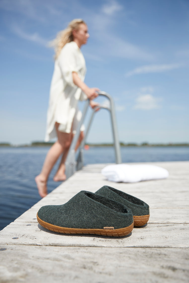 glerups slip-on honey rubber natural felted wool outdoor