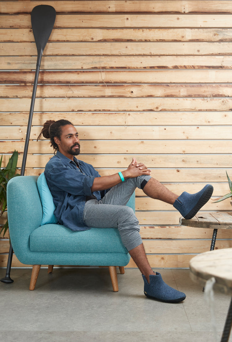 glerups boot black rubber natural felted wool warm cozy