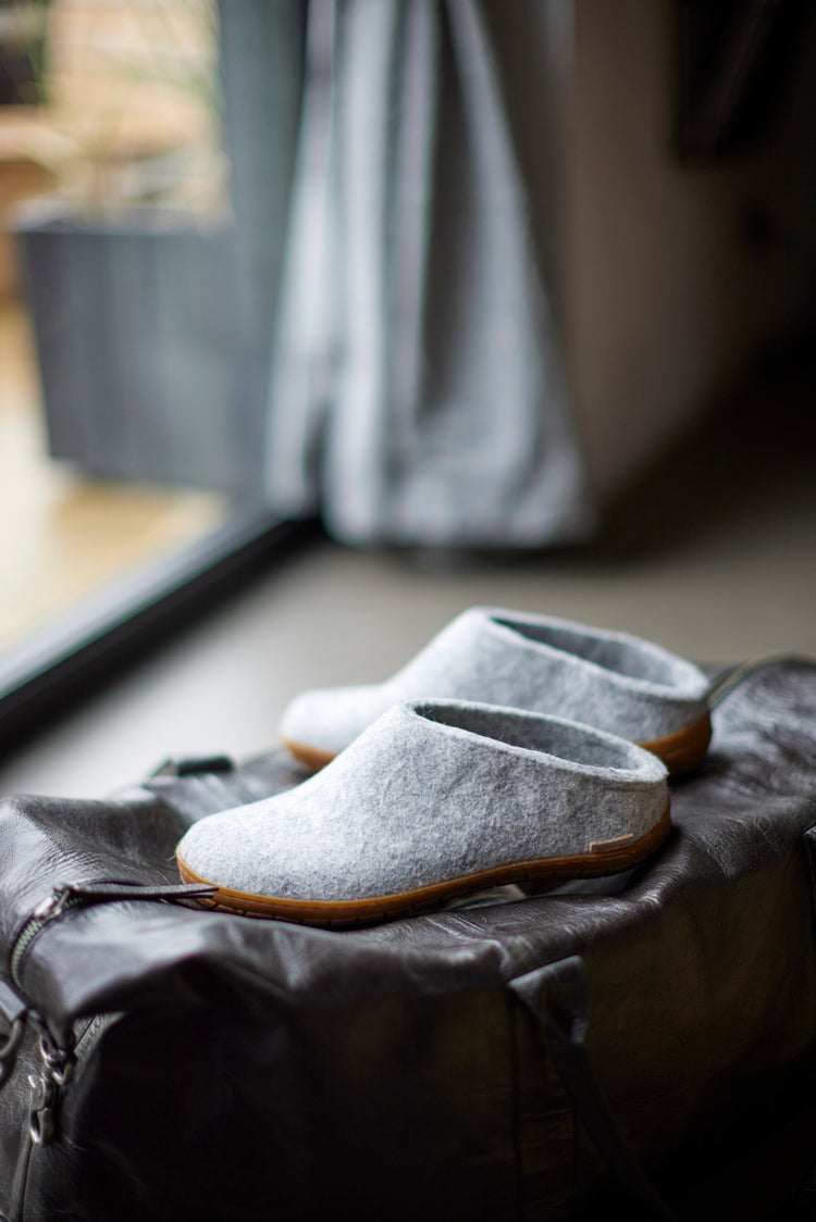 glerups slip-on honey rubber natural felted wool indoor