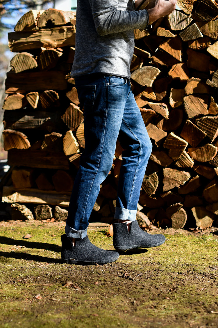 glerups boot black rubber natural felted wool outdoor adventure