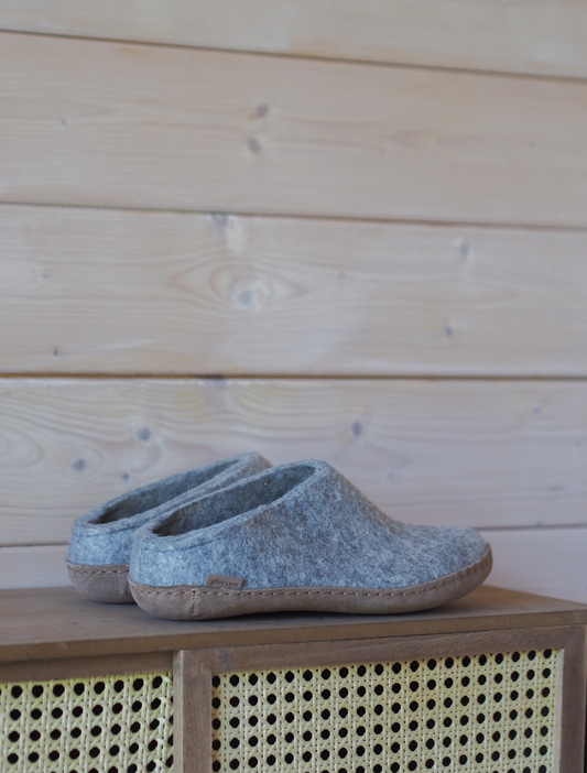 glerups slip-on leather natural felted wool cosy indoor