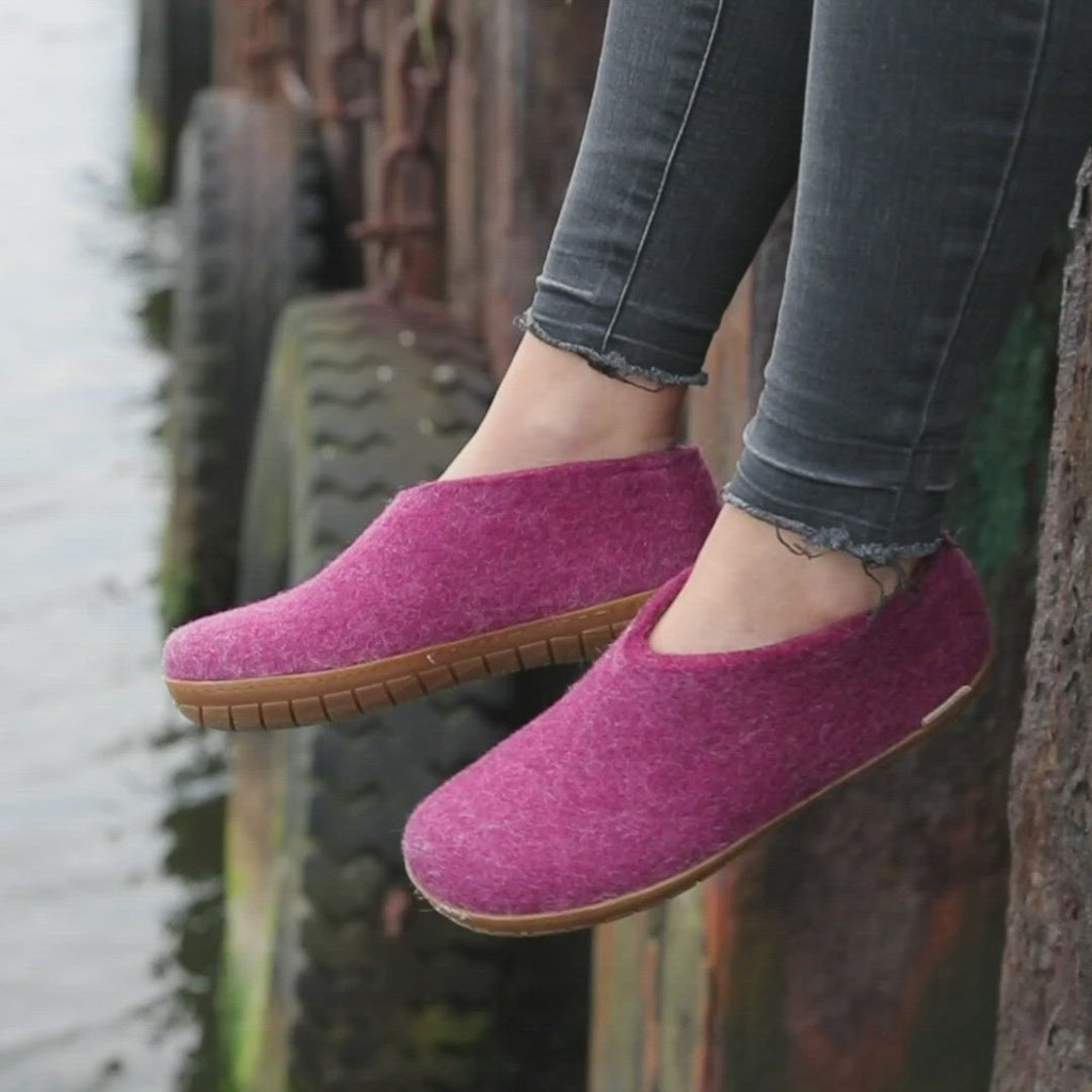 glerups shoe honey rubber natural felted wool outdoor