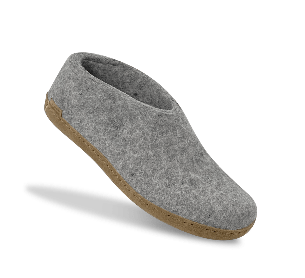 The leather shoe grey