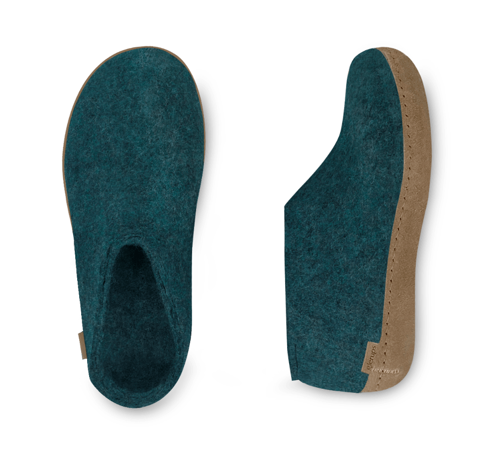 The leather shoe petrol