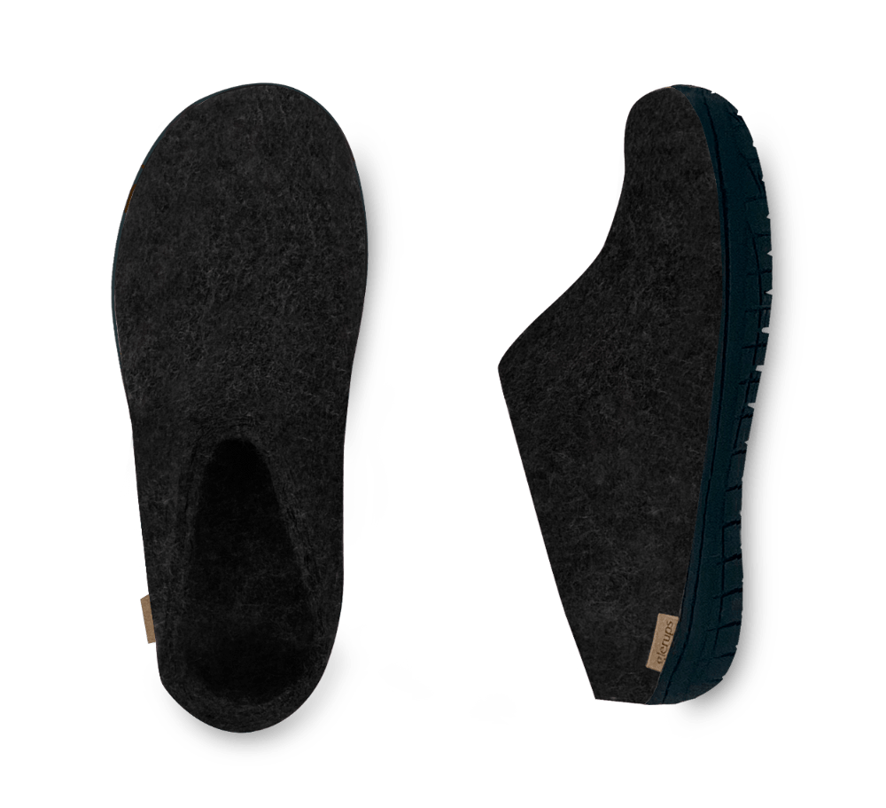 The black rubber slip-on charcoal