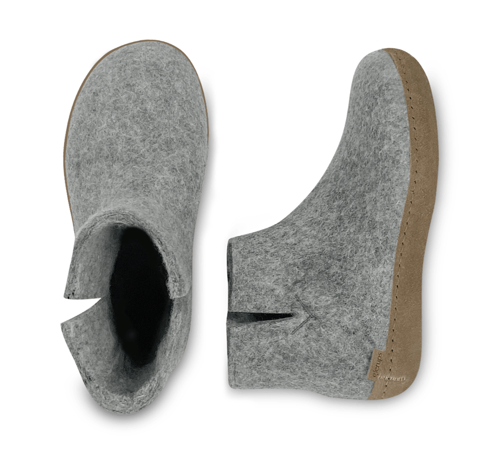 The leather boot grey