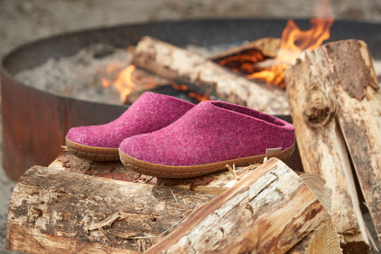 glerups slip-on honey rubber natural felted wool outdoor adventure camping