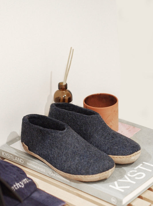 glerups shoe leather natural felted wool cosy indoor
