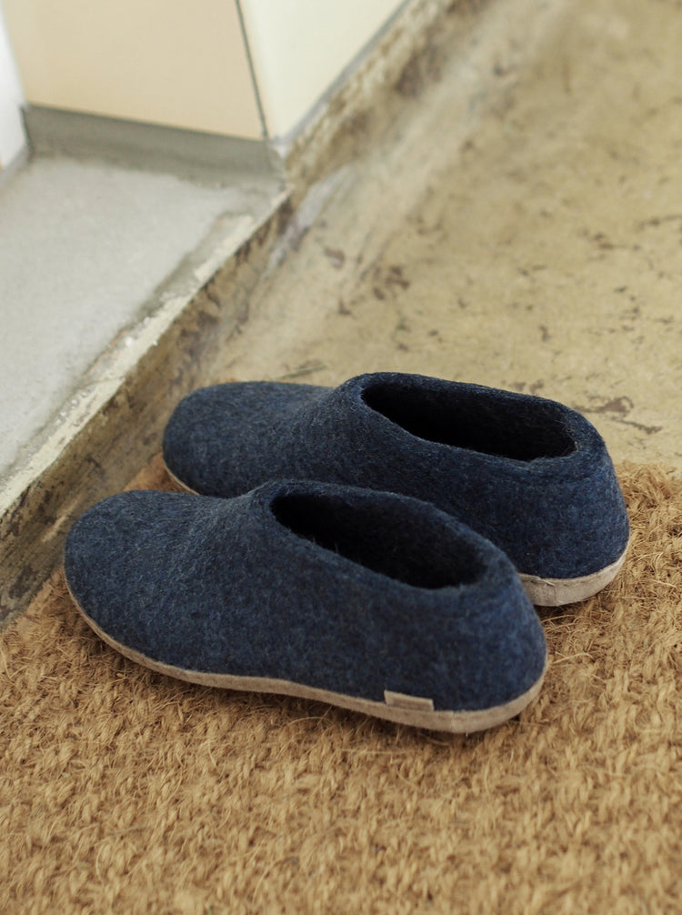 glerups shoe leather natural felted wool cosy indoor