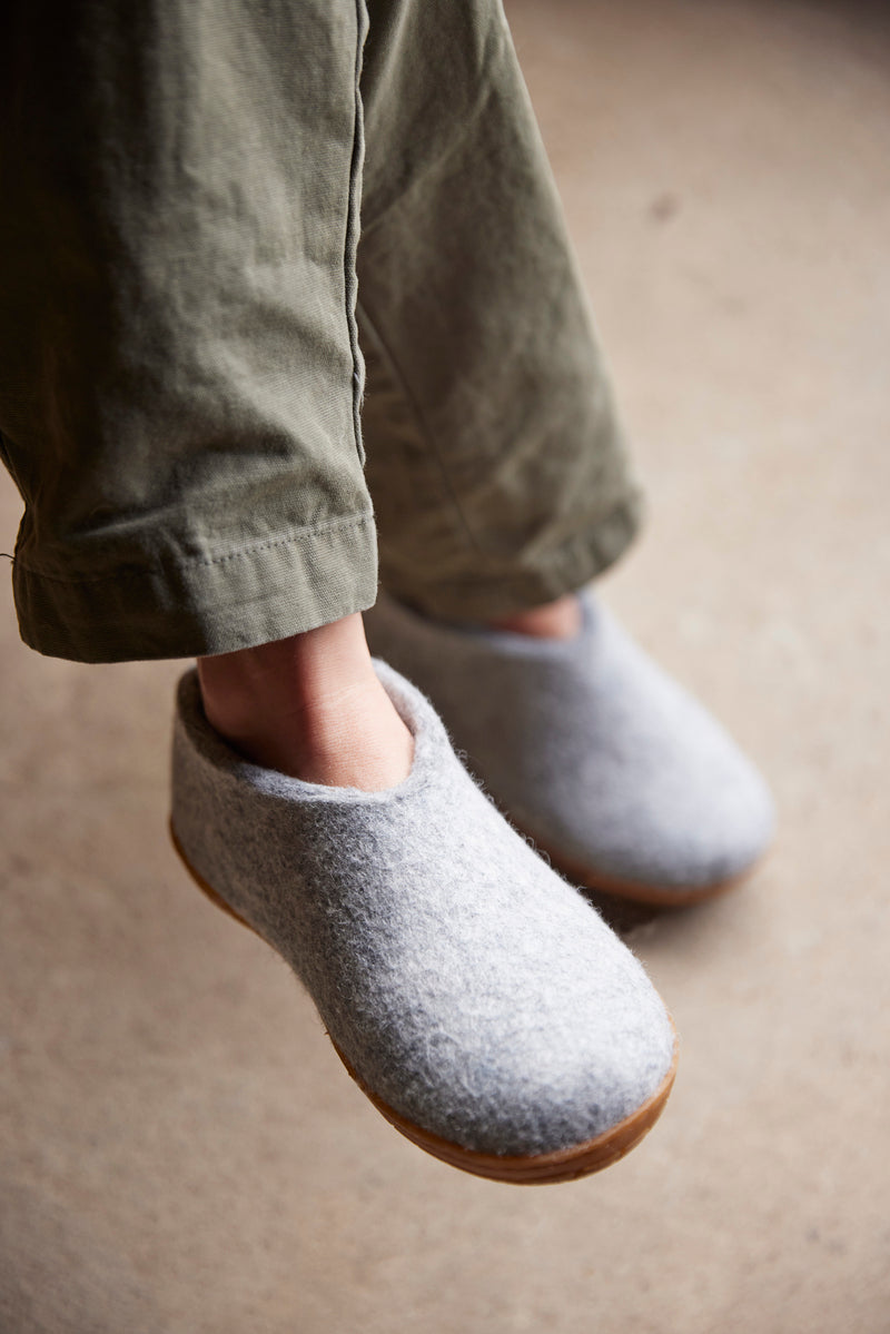 glerups shoe honey rubber natural felted wool indoor cosy